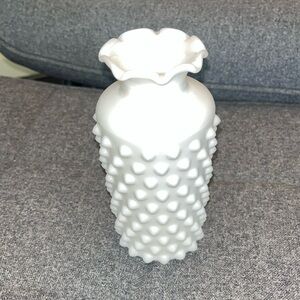 Vintage Milk Glass Vase- Hobnail